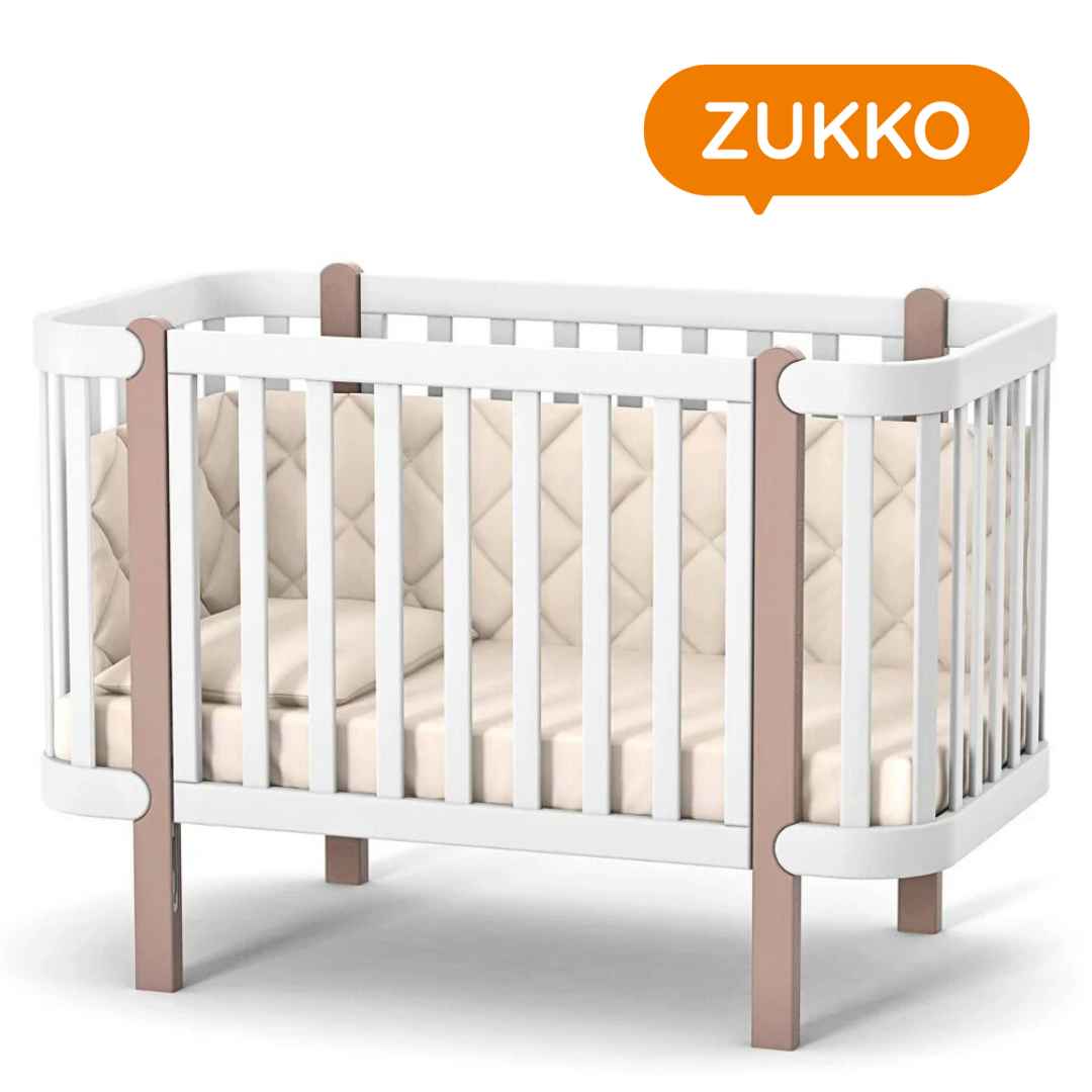 Dětská postýlka Zukko Gekko Kids 120x60. Bílá / Cappuccino